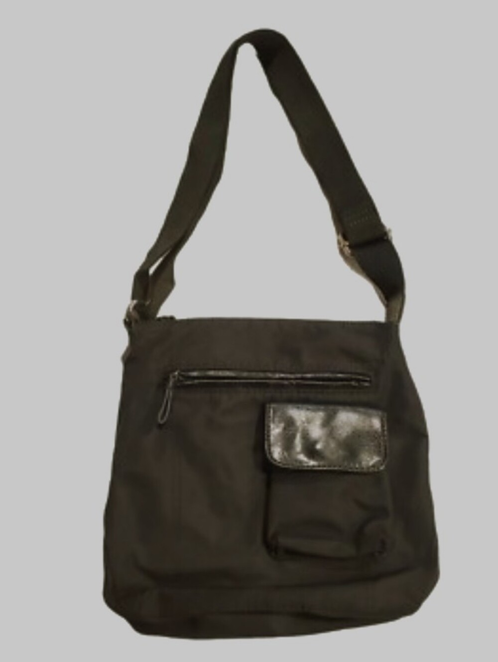 Nine & Co. Black Nylon Crossbody Shoulder Bag Multiple Pockets Adjustable Strap